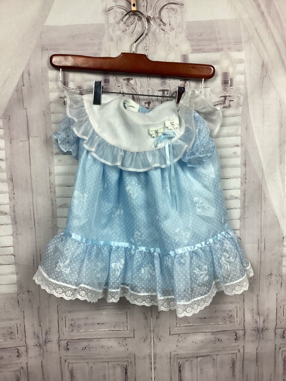Vintage Blue and White Ruffle Dress 2T